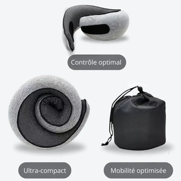 Oreiller de voyage ergonomique – Gris